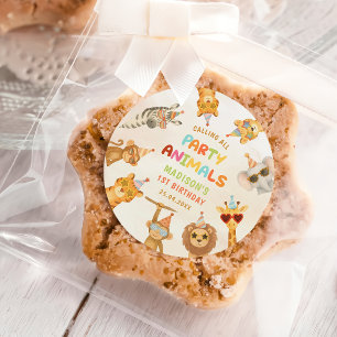 Sticker Rond Tous les animaux de fête Safari 1er anniversaire