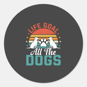 Sticker Rond Tous les chiens Amateur de chiens rétro
