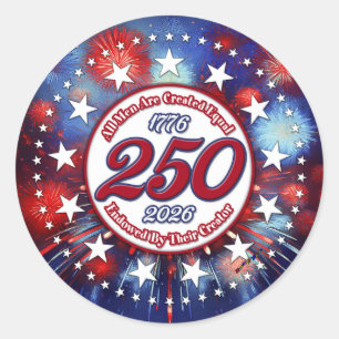Sticker Rond Tous les hommes sont créés Feux d'artifice graphiq