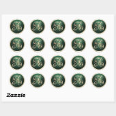 Sticker Rond Tous les initiales Gold Monogramme Emerald Green (Feuille)