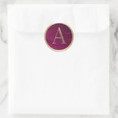 Sticker Rond TOUS LES INITIALES Monogramme d'or sur framboise r (Sac)