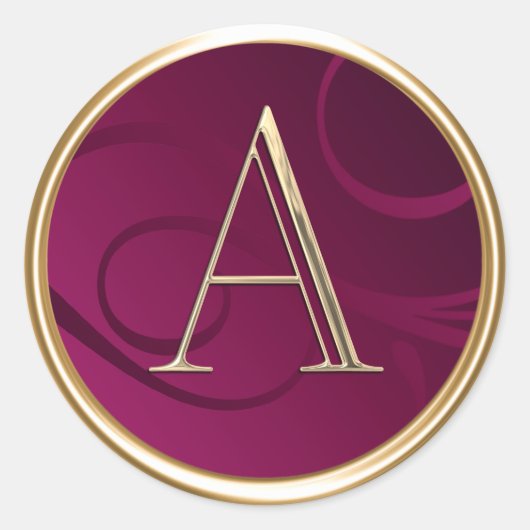 Sticker Rond TOUS LES INITIALES Monogramme d'or sur framboise r (Devant)