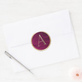 Sticker Rond TOUS LES INITIALES Monogramme d'or sur framboise r (Enveloppe)