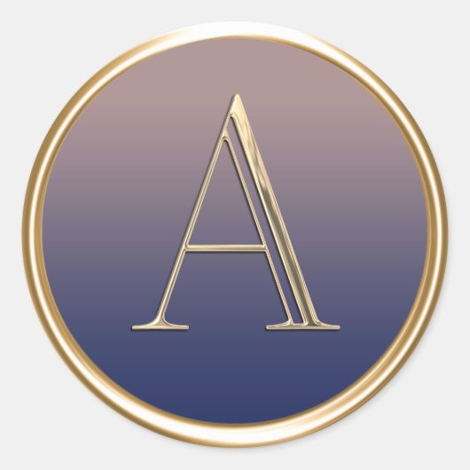Sticker Rond TOUS LES INITIALES Monogramme or Marine Blue Ombre (Devant)