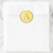 Sticker Rond TOUS LES INITIALES Monogramme or sur Jaune (Sac)