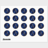 Sticker Rond TOUS LES INITIALES Monogrammes or sur n'importe qu (Feuille)