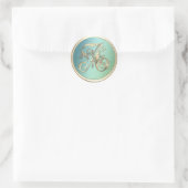 Sticker Rond Tous les initiales or Monogramme bleu vert (Sac)