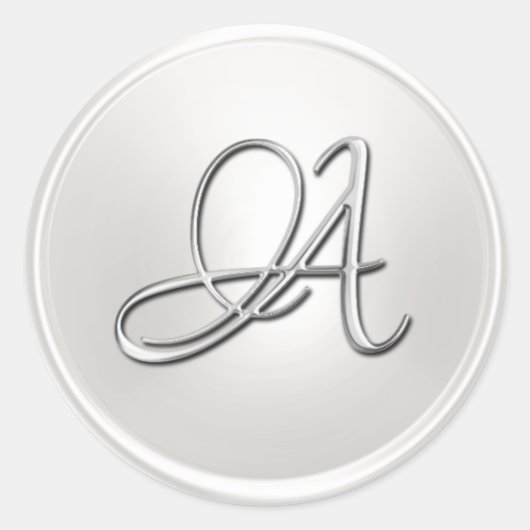 Sticker Rond TOUS LES INITIALES Script en argent sur blanc (Devant)