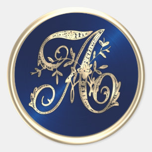 Sticker Rond TOUS LES INTIMES MONogramme d'or Première Marine B