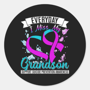 Sticker Rond Tous Les Jours Je Manque Mon Petit-Fils Prévention