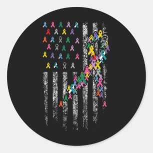 Sticker Rond Tous les problèmes de cancer Rubans de sensibilisa