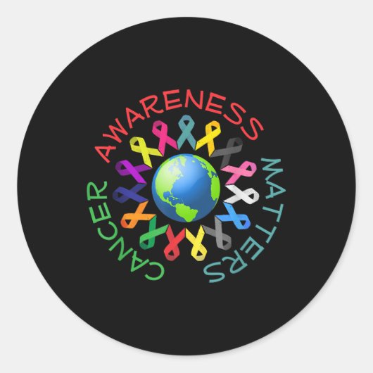 Sticker Rond Tous Les Rubans Cancer Pour Toute Sensibilisation  (Devant)