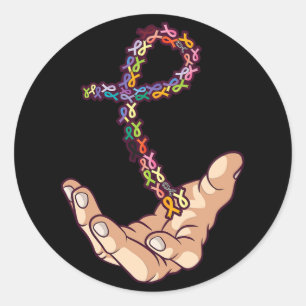 Sticker Rond Tous les rubans de la Journée de sensibilisation a