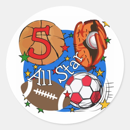 Sticker Rond Tous les T-shirts et cadeaux Star 5th Birthday (Devant)