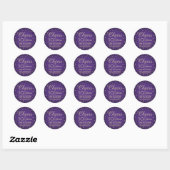 Sticker Rond TOUS les toasts d'anniversaire Élégant Violet et O (Feuille)