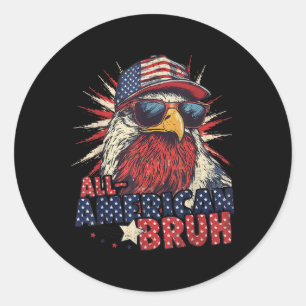 Sticker Rond Tout Américain Bruh Aigle 4 Juillet Garçons Patrio