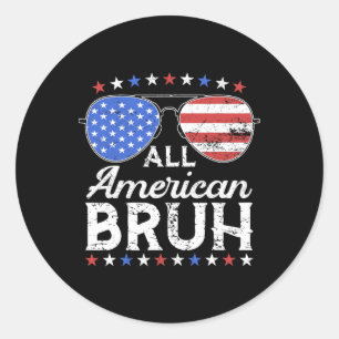 Sticker Rond Tout Américain Bruh Drôle Enfants Adolescents Patr