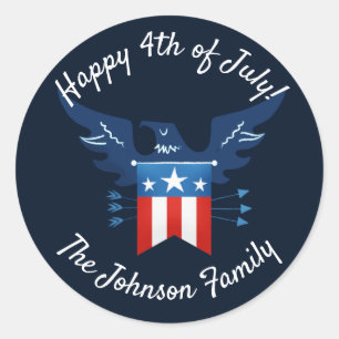 Sticker Rond Tout American Eagle & Flag Patriotic