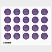 Sticker Rond TOUT Anniversaire Fête Élégant Violet et Or (Feuille)