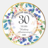 Sticker Rond Tout Anniversaire Mariage (30) Berries à cadre d'o (Devant)