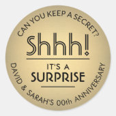 Sticker Rond TOUT Anniversaire Surprise Black and Faux Gold Foi (Devant)