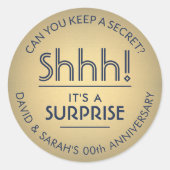 Sticker Rond TOUT Anniversaire Surprise Marine Blue Faux Gold F (Devant)