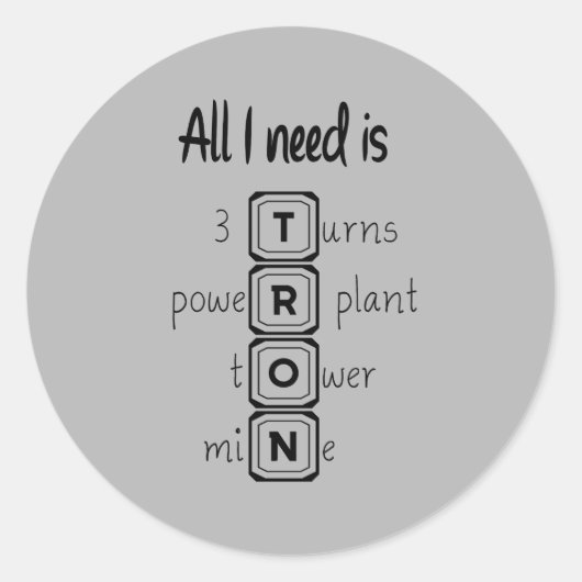 Sticker Rond Tout ce dont j'ai besoin, c'est TRON (Devant)