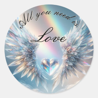 Sticker Rond Tout ce dont vous avez besoin est Amour Coeur et A