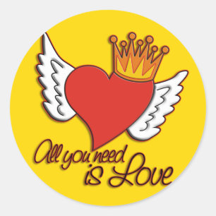 Sticker Rond Tout Ce Dont Vous Avez Besoin Est L'Amour jaune
