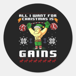 Sticker Rond Tout Ce Que Je Veux Pour Noël Est Gains Fit Elf Gy