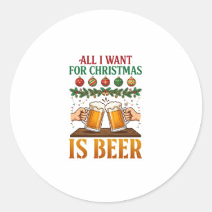 Sticker Rond Tout ce que Noël veut, c'est des mugs pour trinque