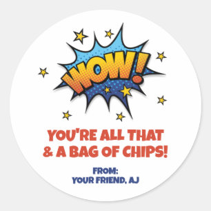 Sticker Rond Tout ce que sac de chips Saint-Valentin