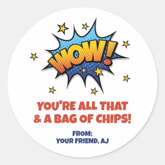 Sticker Rond Tout ce que sac de chips Saint-Valentin (Devant)