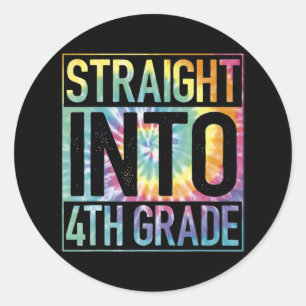 Sticker Rond Tout droit en 4e année Retour à l'école Premier jo