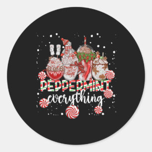 Sticker Rond Tout en Café Chocolat Menthe Poivrée de Noël M