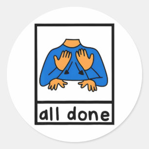 Sticker Rond Tout fait Langue des signes Orthophonie Aac Sped T