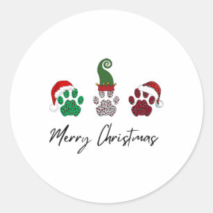Sticker Rond Tout italien Greyhound Joyeux Noël Paw P