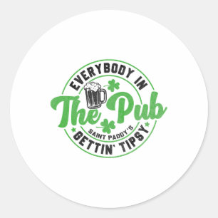 Sticker Rond Tout le monde au pub devient ivre, drôle de St Pat