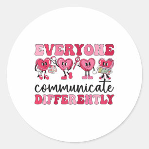 Sticker Rond Tout le monde communique différemment Heart Autism