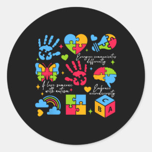 Sticker Rond Tout le monde communique différemment Neurodiversi
