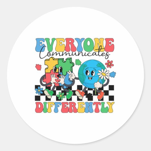 Sticker Rond Tout Le Monde Communique Différemment Une Éducatio (Devant)