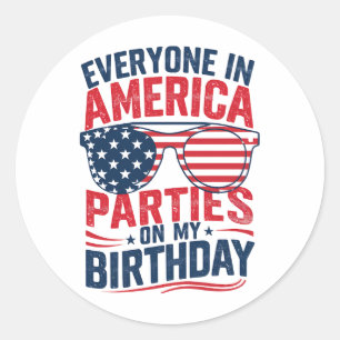 Sticker Rond Tout Le Monde En Amérique Fête À Mon Anniversaire
