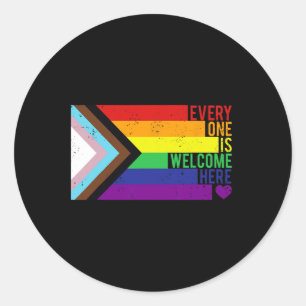 Sticker Rond Tout Le Monde Est Bienvenue À Trans Gay Lgbtq Rain