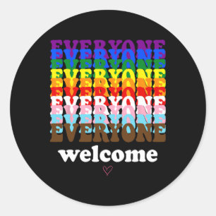 Sticker Rond Tout Le Monde Est Bienvenue Ici Mois De La Fierté
