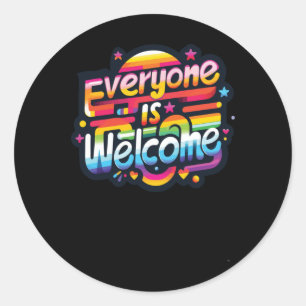 Sticker Rond Tout le monde est Welcome Sticker1