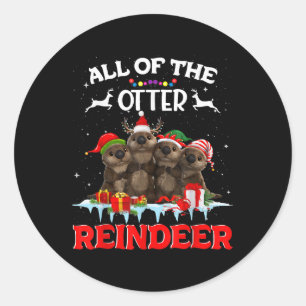 Sticker Rond Tout Le Rinder De Loutres Drôle Autre Noël