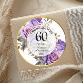Sticker Rond Tout mariage (60) Cadre doré Roses Anniversaire de
