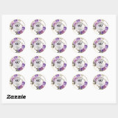 Sticker Rond Tout mariage (60) Roses Cadres Dorés Anniversaire (Feuille)