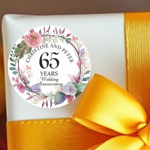 Sticker Rond Tout Mariage (65) Élégant Anniversaire Floral