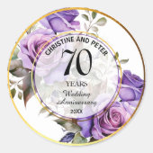 Sticker Rond Tout mariage (70) Roses de cadre doré Anniversaire (Devant)